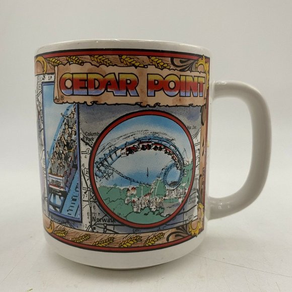 Vintage 1993 Cedar Point OH Amusement Park Coffee Mug ~ Roller Coaster Rides Cup